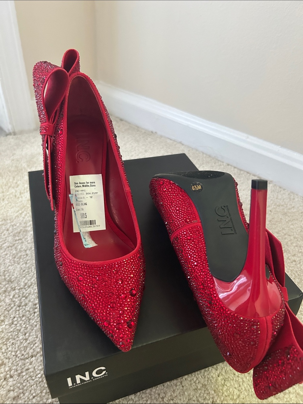INC International Concepts Red Crystal Pointed-Toe Stiletto Pumps